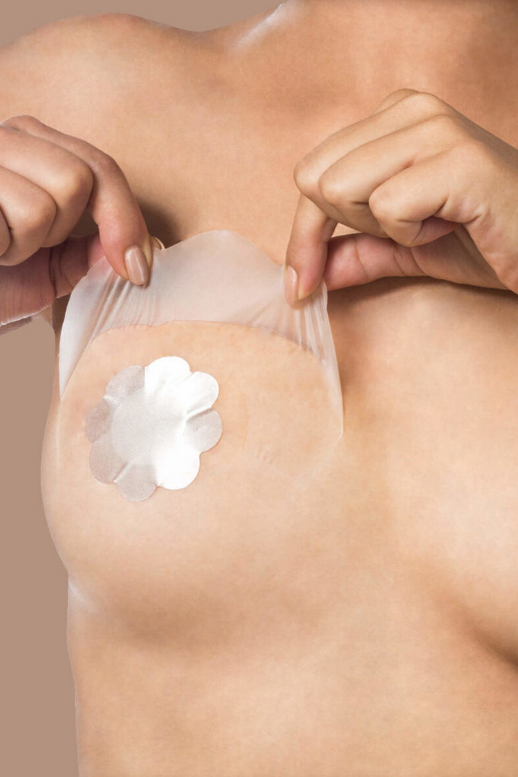 Bye Bra breast lift tape and satin nipple cover 3 pair pack in beige