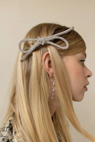 Sasha Crystal Bow Barette | Silver