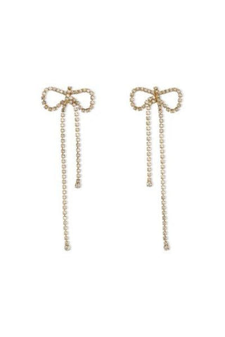 Jodie Crystal Bow Earrings | Gold