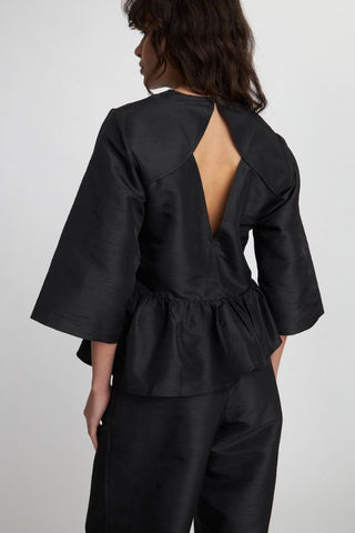 Crispy Peplum Blouse | Black